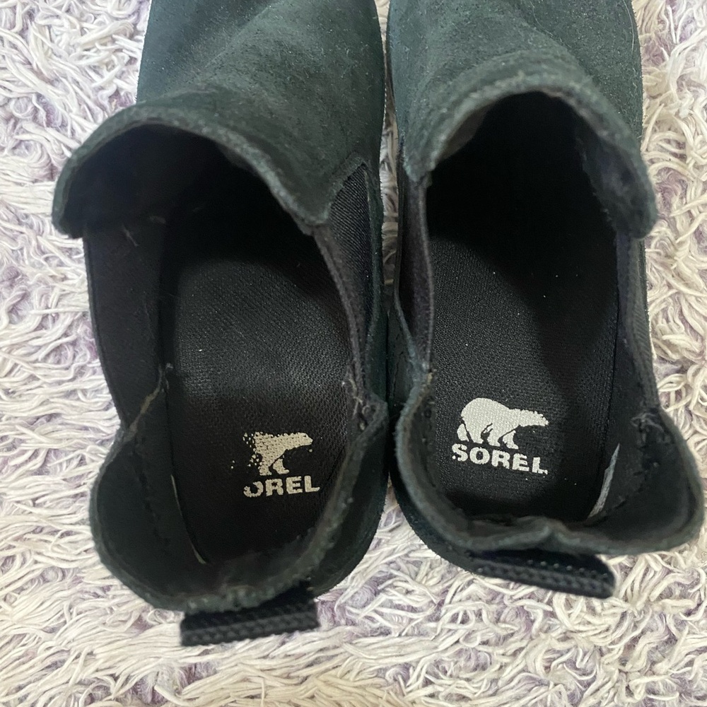 Sorel Black Out N About Suede Slip-On Wedge Boots Size 8.5 - Picture 6 of 9